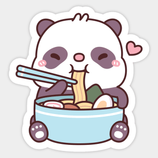 Cute Baby Panda Loves Eating Ramen Noodles Sticker